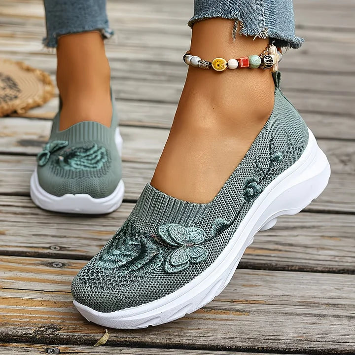 Carolyn - Butterfly Embroidered Loafers